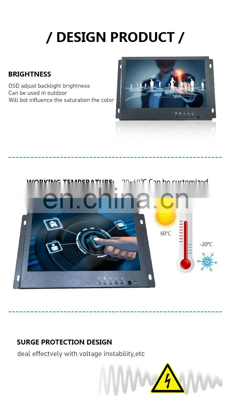 7inch Metal Case Monitor Open frame LCD Monitor HDMI/VGA/AV/BNC 8" 10.4" 12"
