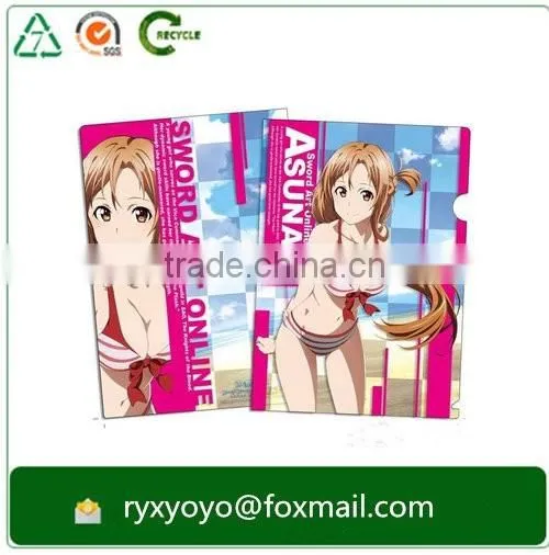 Customzied PP a4 size L shaped plastic folder with CMYK printing