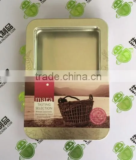 Square Small Tin Metal Box with PET Window