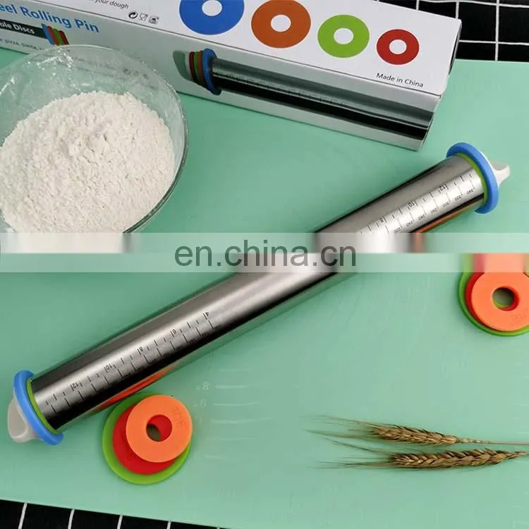 Amazon Top Seller 17 inch Large Kitchen Dough Roller Adjustable Stainless Steel Rolling Pins For Baking