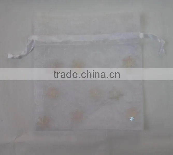 6*12cm white with red-heart organza printed wedding/christmas/party gift bags/wrapping pouch china made for packing candy gift