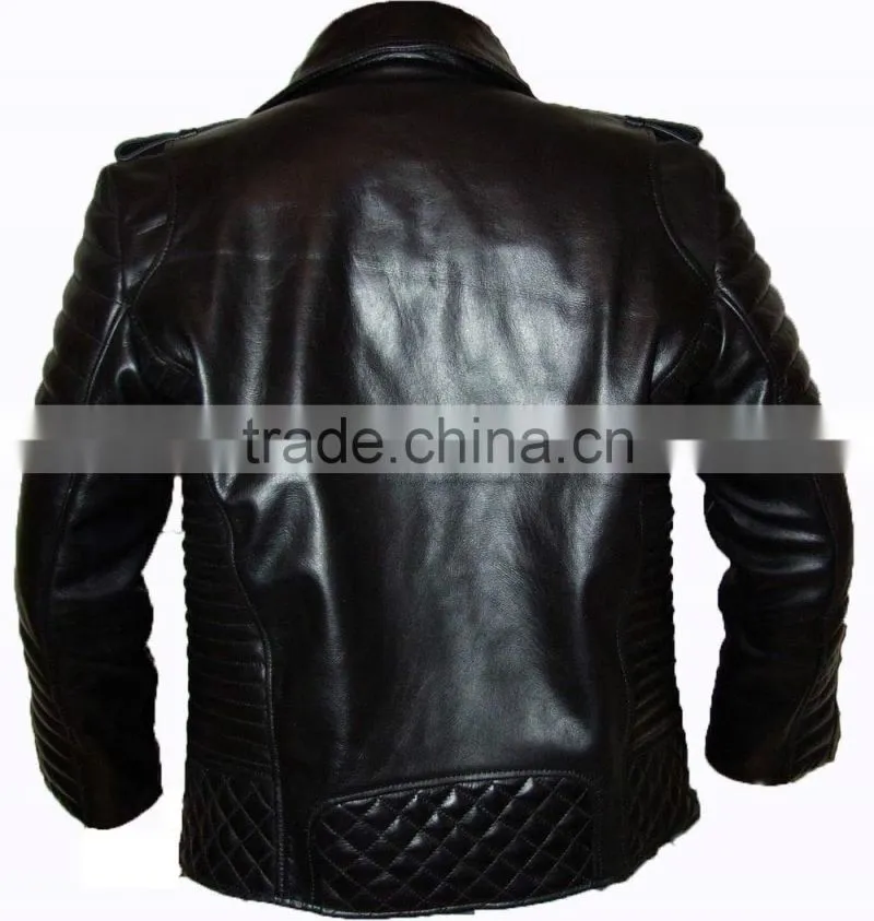 Armored Leather Motorcycle Jacket with Gun Pocket