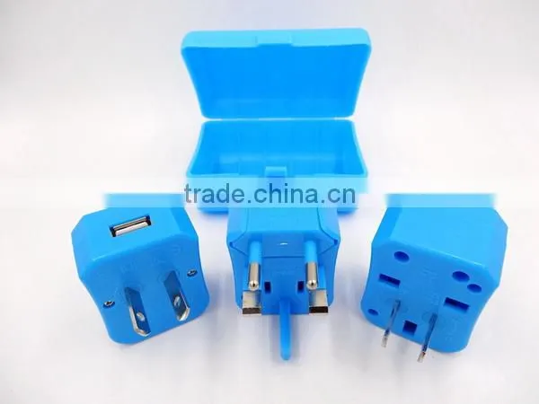 universal travel adapter with USB charger 1000mA CE LVD ROHS compliant guangzhou factory