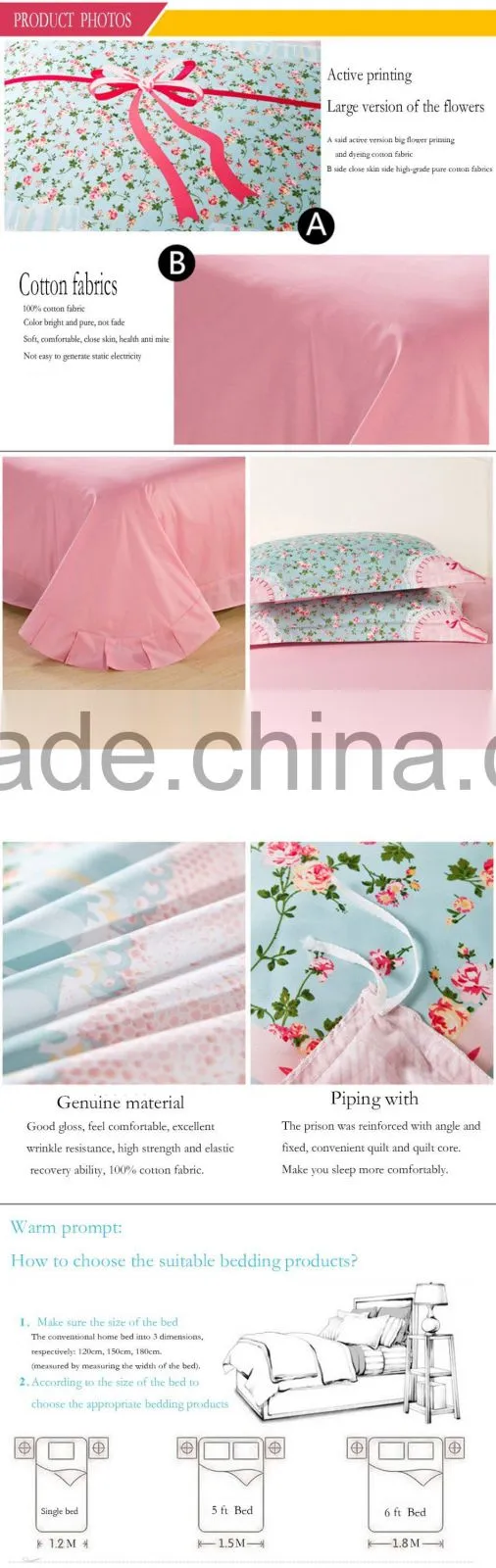 Simple sweet style all size 4 pcs Bedding set
