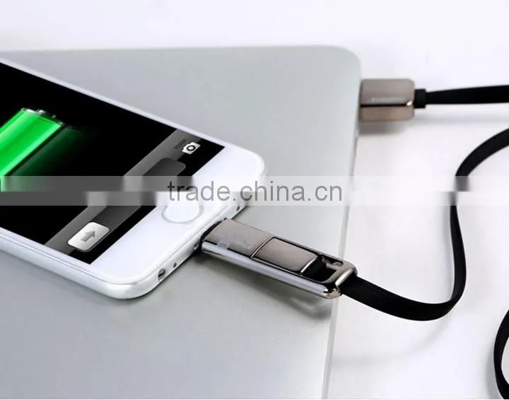 Fast speed 2 in 1 charging cable 1M TPE Copper Core 2.1A usb data cable for iPhone/micro device