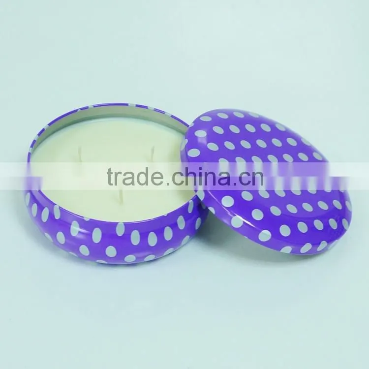 paraffin wax scented tin candle with metal lid
