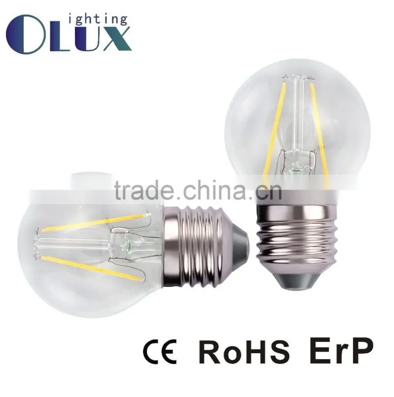 360degree LED lighting E27/B22/E14/B15 AC100-140V/AC220-240V G45 led filament bulb Glass body G45 led globe lighting