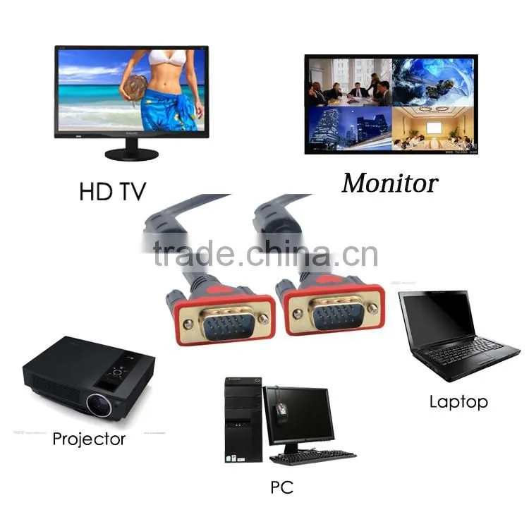 High quality hot sale vga extension cable 15pin full copper vga cable 10 m male to male