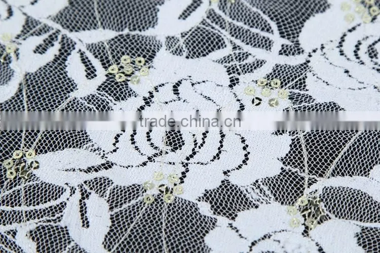 2016 new fancy cheap stretch embroidery sequined designer dress fabrics