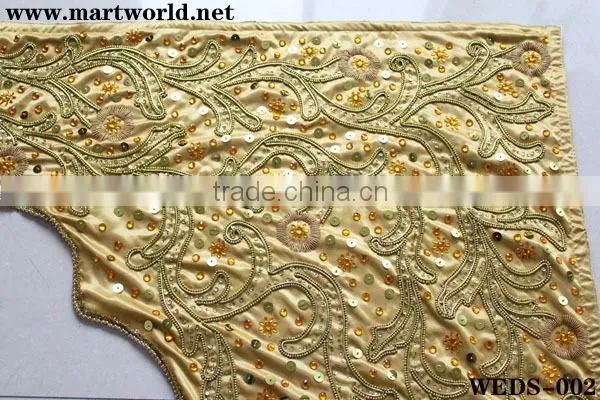 Golden handmake embroidery crystal india wedding stage (WEDS-002)