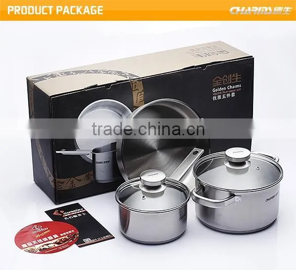 Professional Kitchen Stainless Steel Set Pan Pot Cookware Cooking 5 pieces