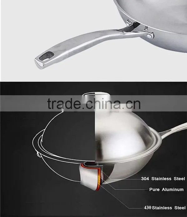 Charms Tri-ply stainless steel chineses wok pans