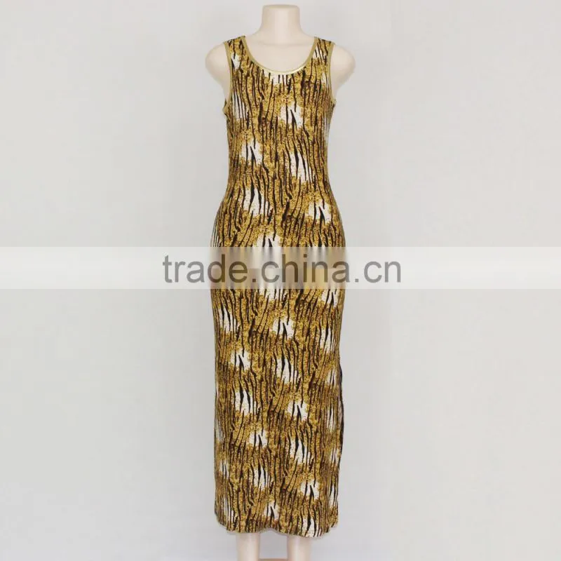 New design comfortable o neck printed sleeveless casual ladies beach long dress