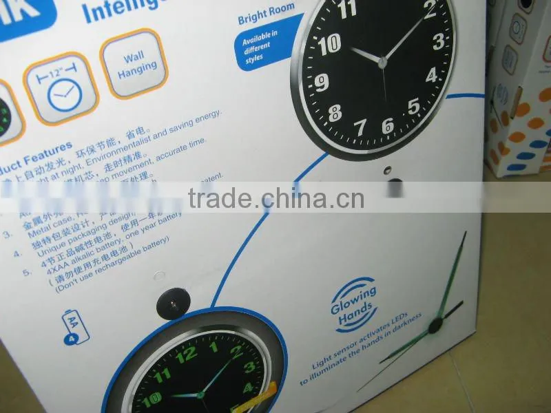 12" Smart light metal silence wall clock
