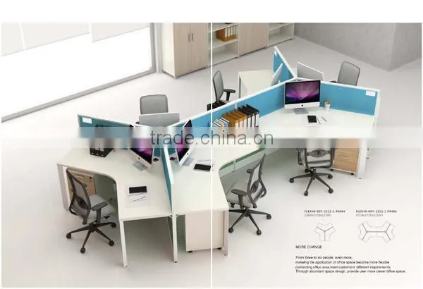 120 degree 3 person wooden office Workstation