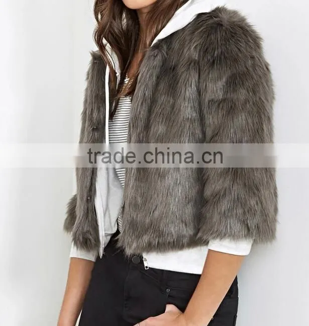 New fashion high quality womens short faux fur coat