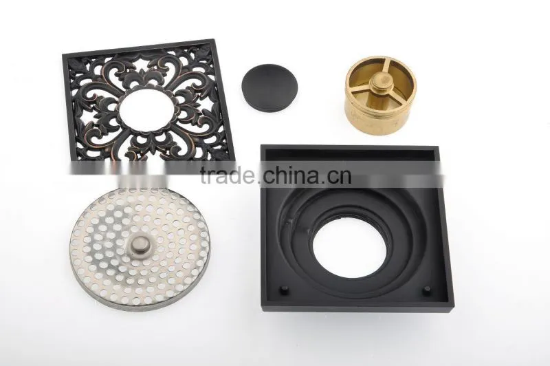 classic oil rubbed bronze carved floor drain