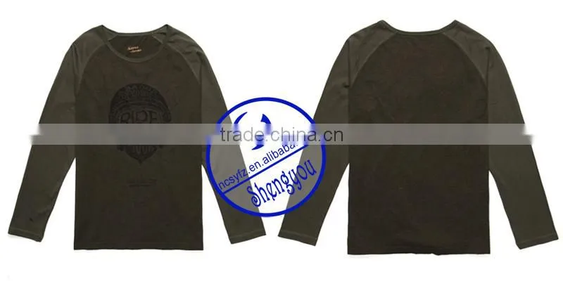 2015 custom long raglan sleeve mens t-shirt wholesale china