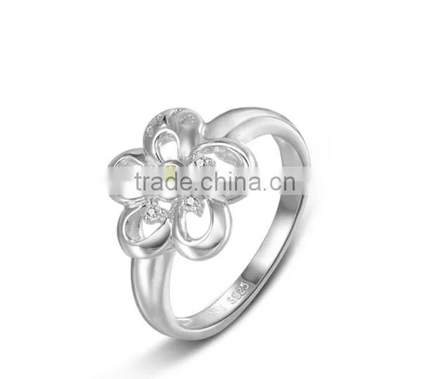 2014 Bulk Sale 925 Silver Flower Zirconia Rings for Jewelry