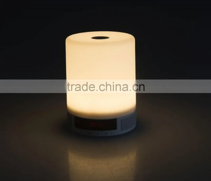 Unique home decoration led lamp speaker bluetooth with 3 level brightness touch control design and retail box package