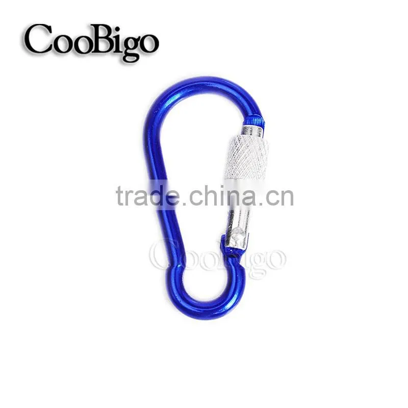 Multi-Color Aluminum Spring Locking Carabiner Snap Hook Keychain Hiking Camping #FLQ188-7C(Mix-s)