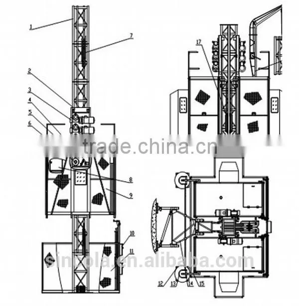Zhengzhou Sincola SC200/200 Double Cages 2ton Electric Chain Hoist, Construction Hoists For sale