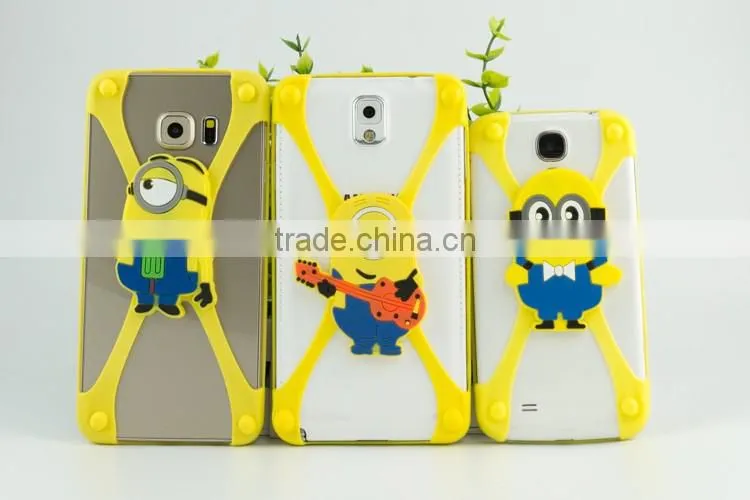 yellow cartoon characters bumper phone case,universal hot selling silicone mobile phone case 3d silicone phone case