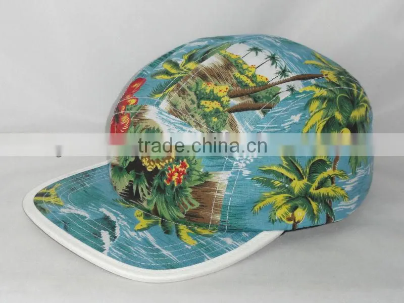 2016 new custom flat brim 5 panel cap floral patern
