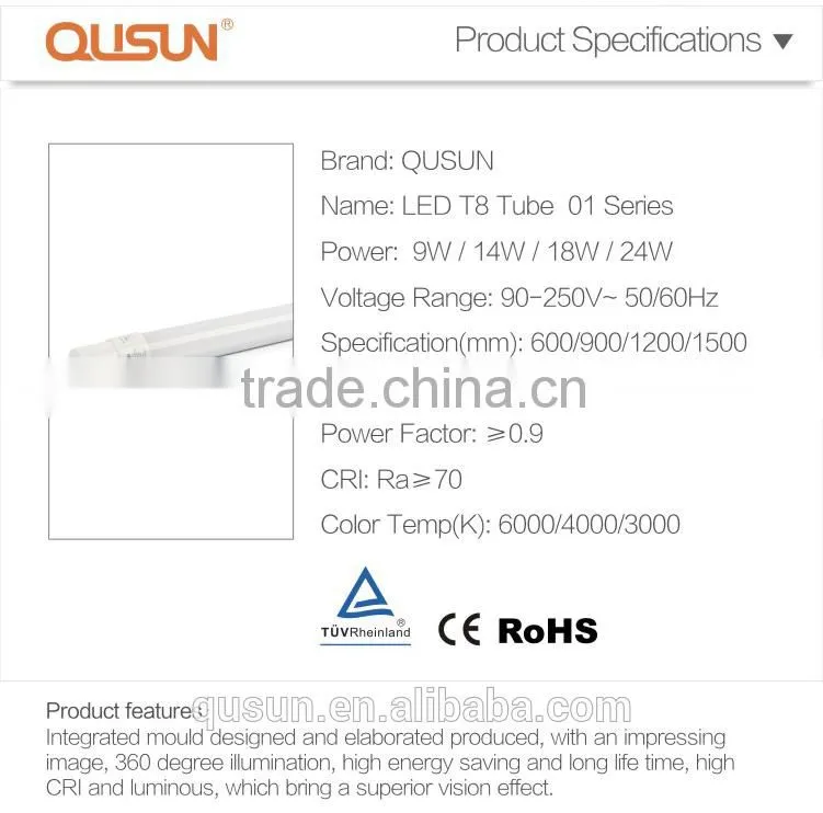 European Standard 18W TUV tube8 led tube t8 120cm