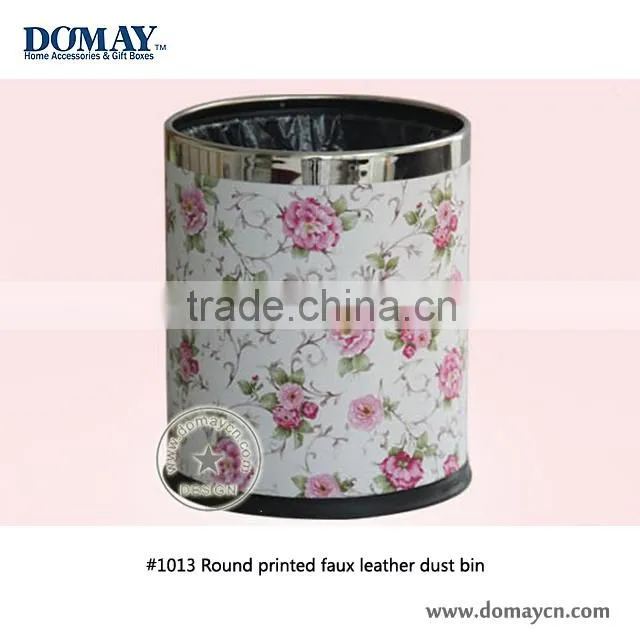Custom luxury gold color faux leather waste bin/room Dust bin/Leatherette garbage bin, hotel paper bin
