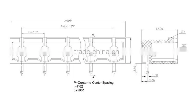 UTL High Quality Pitch 7.62mm Low Voltage Pcb Screw Clamp Terminal Block