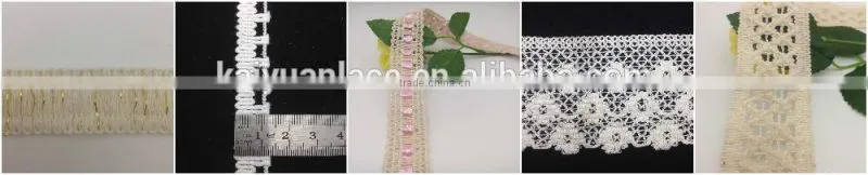 DIY sewing garment soft flower metallic gold lurex braid nylon lace trims