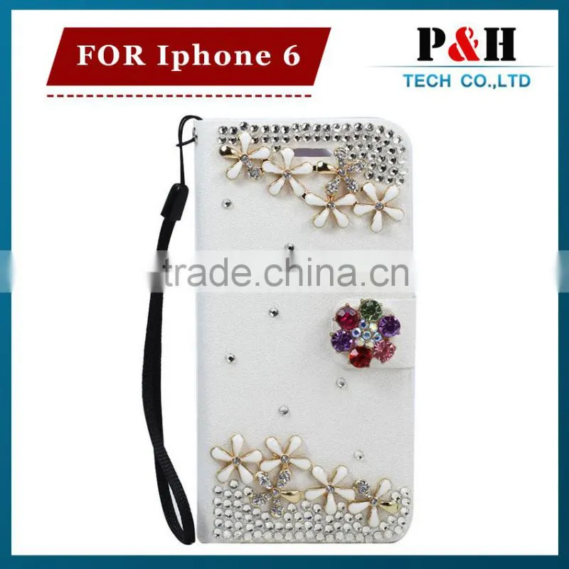 Fashion tpu+pc hybrid for iphone 6 bling wallet case