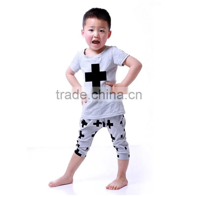 boys clothes summer 2016 new with The blcak Cross baby clothing sets