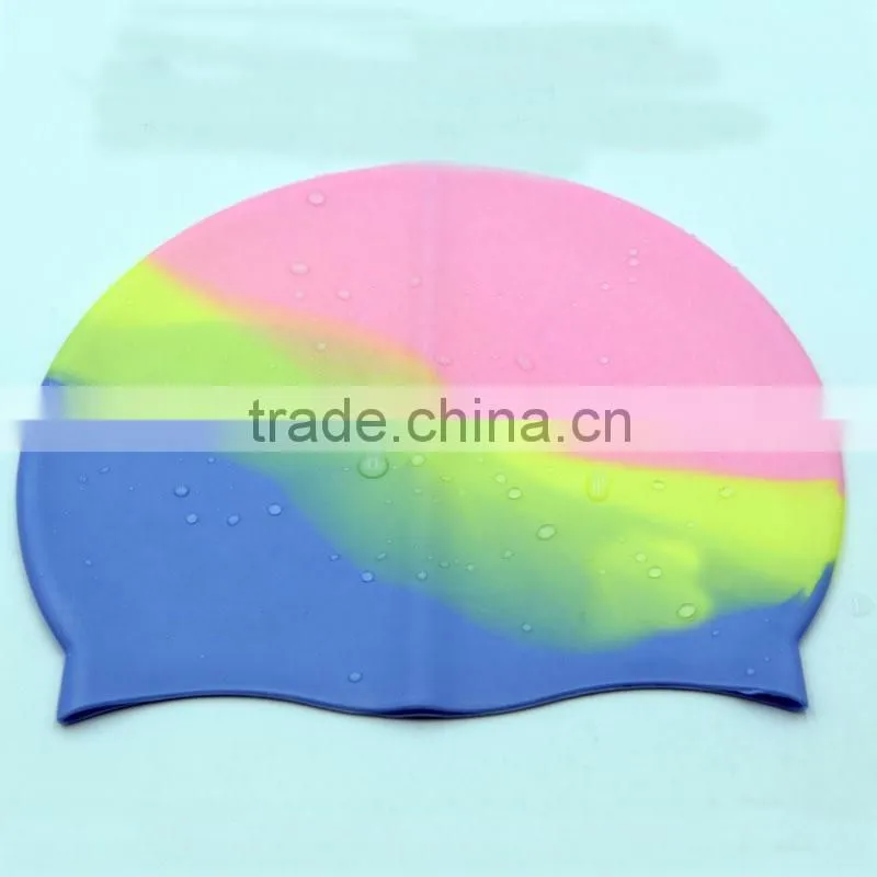 Chinese design your own swim cap with custom printing free art work,Colorful printing silicon swimming cap