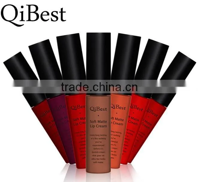 QIBEST 34color matte color longlasting lip gloss liquid lipstick cheap price