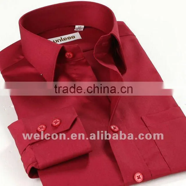 100% cotton stylish Italian style long sleeve latest brand design formal dress fashion men red shirt