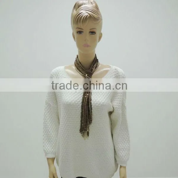 TYCAP116 2014 Fashion Women's Spring&fall Cotton Muffler with All Grey Sequin by hand