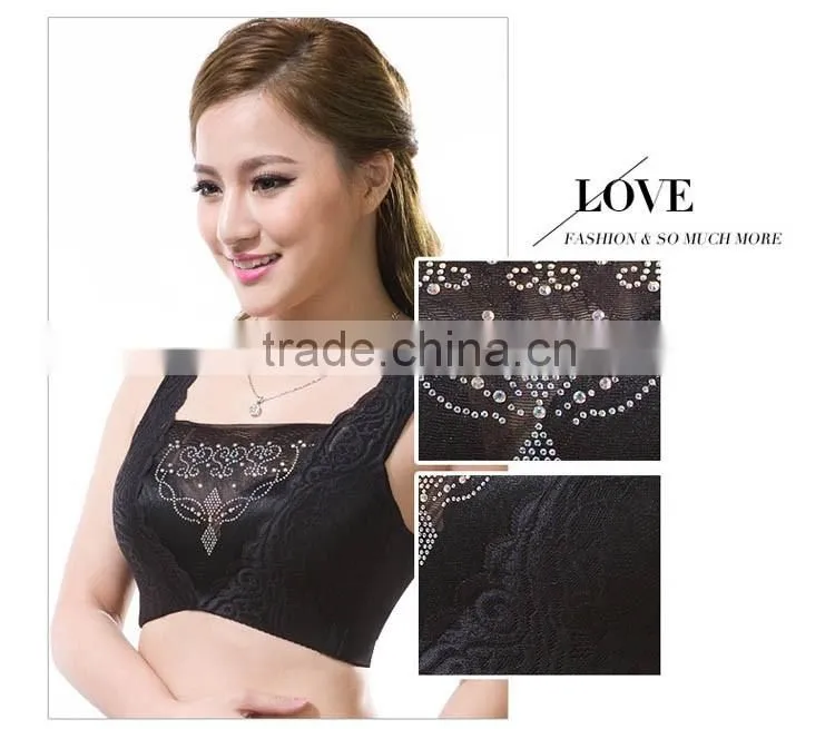 Rhinestone Decorated Full Coverage Thin Boob Tube Top Bras Women Luxury Lace Underwear Push up Cup C 34 36 38 40 Brassiere