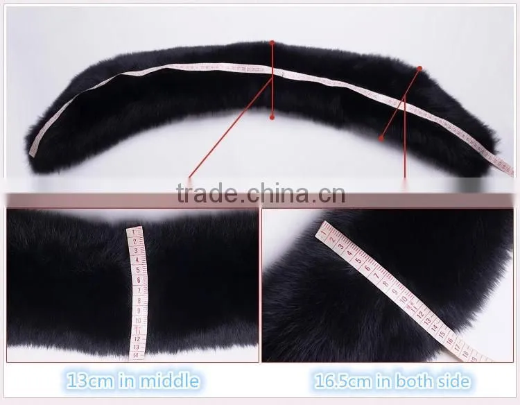 Big Genuine Detachable Black Fox Fur Shawl Collar for Women Leather Jacket
