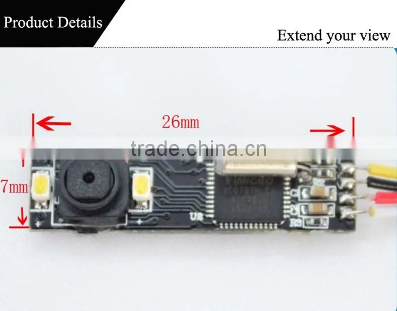 Lens on side 60 degree FOV infrared LED cmos camera module