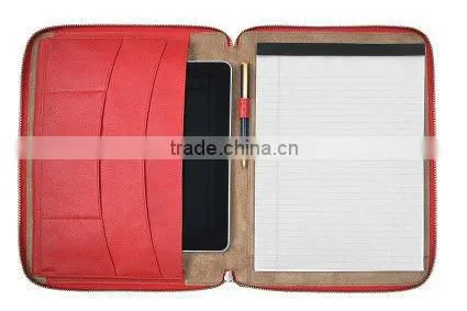 Zippered Portfolio /zipper leather cover for ipad