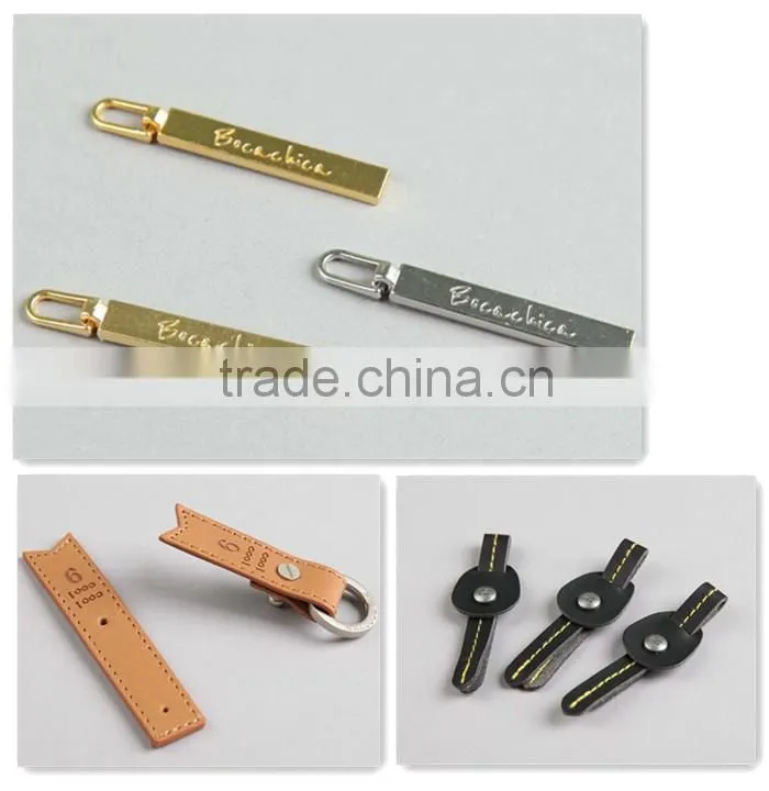 Metal Logo Engraved Custom Leather Zipper Pull/Zipper Slider/Puller Head