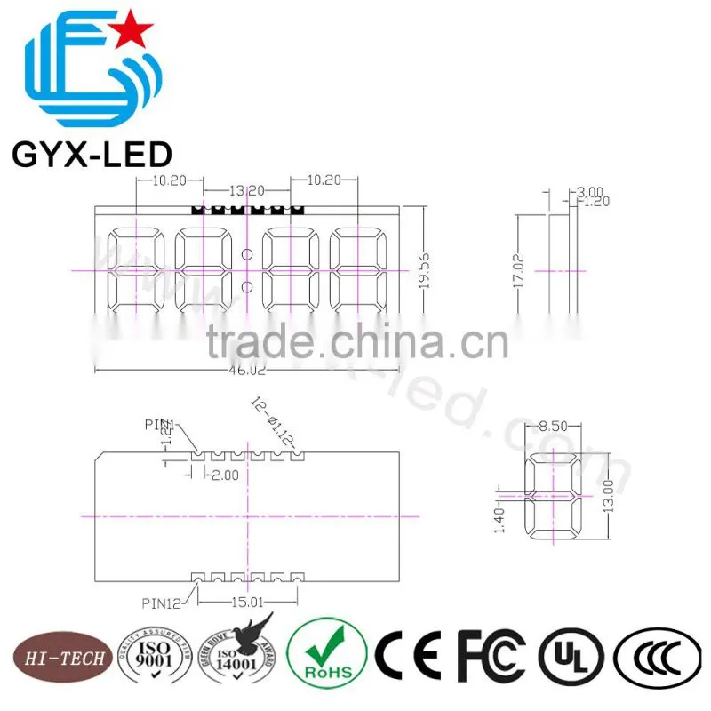 High brightness good reliability 4 digit 7-segment SMD LED display