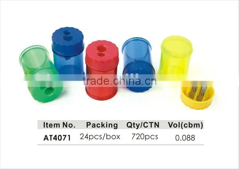 Different Colors 2 Holes Round Plastic Pencil Sharpener/two hole sharpener