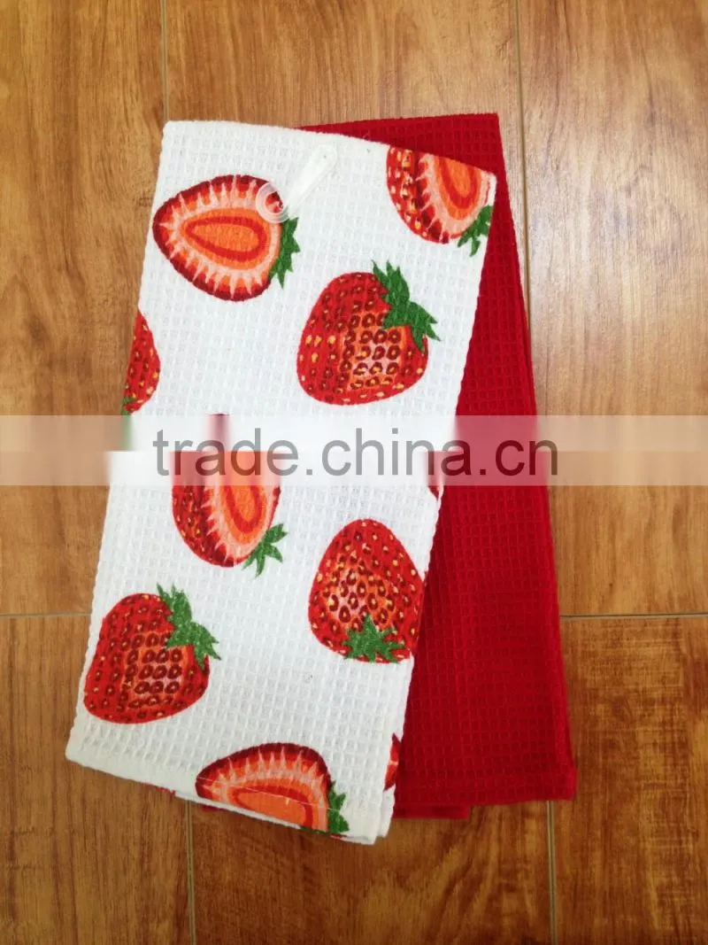 one pcs solid and one pcs printed yarn dye tea towel