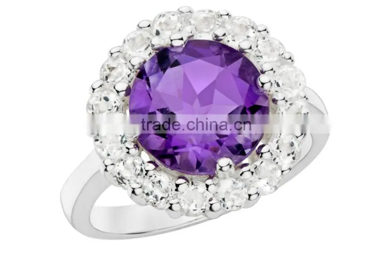 Amethyst Color CZ Art Deco Vintage Style Fashion 925 Silver Ring