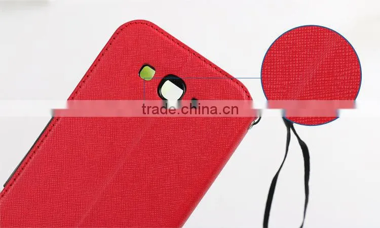 LZB Fashion color contrast series view windows PU leather case flip cover for iphone 4