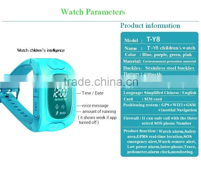 Child wrist watch phone Position monitoring kids gsm gps tracker watch