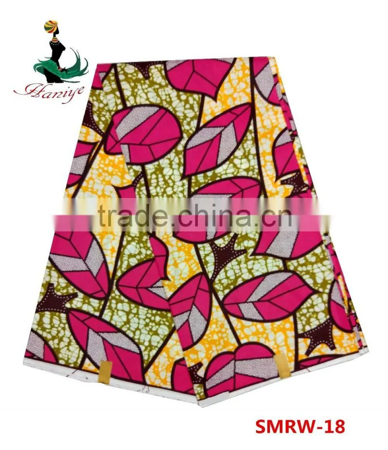 real cotton wax fabric SMRW-16 Hot selling african wax floral printed fabric